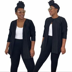 Eileen Fisher Jacket Silk Linen Blend Crosshatch Blazer